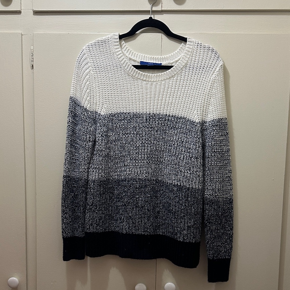Navy, Blue Gray and White Ombre Sweater